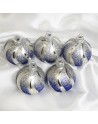 Bombki 5cm/5szt mix dekor szklane choinkowe zestaw biały perłowy mat Paski