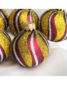 Bombki 5cm/5szt mix dekor szklane choinkowe zestaw burgund mat Paski
