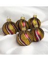 Bombki 5cm/5szt mix dekor szklane choinkowe zestaw burgund mat Paski