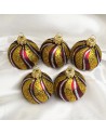 Bombki 5cm/5szt mix dekor szklane choinkowe zestaw burgund mat Paski