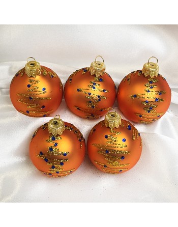 Bombki 5cm/5szt mix dekor szklane choinkowe zestaw pomarańczowy mat EKG