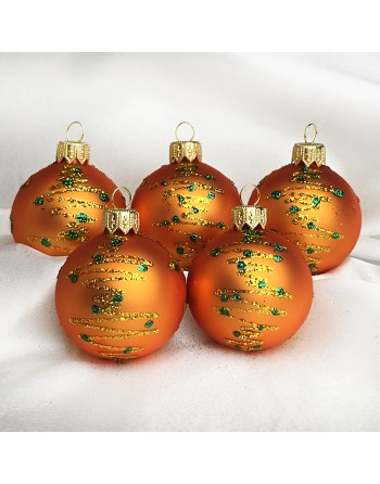Bombki 5cm/5szt mix dekor szklane choinkowe zestaw pomarańczowy mat EKG