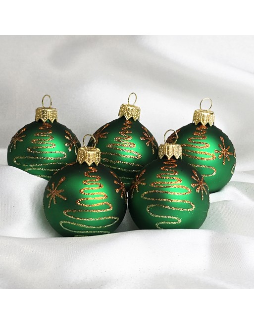 Bombki 5cm/5szt mix dekor szklane choinkowe zestaw zielony mat EKG