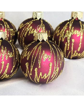 Bombki 5cm/5szt mix dekor szklane choinkowe zestaw burgund mat EKG