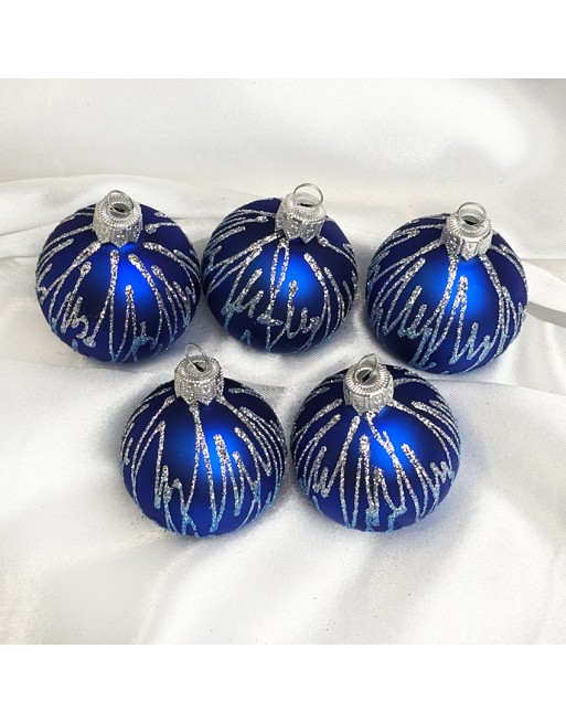 Bombki 5cm/5szt mix dekor szklane choinkowe zestaw niebieski mat EKG