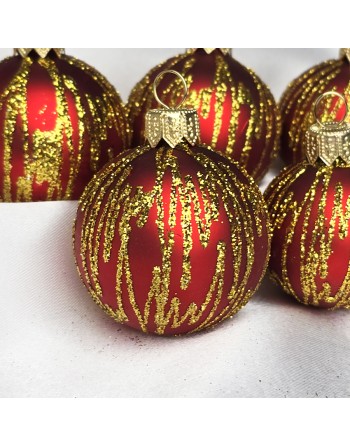 Bombki 5cm/5szt mix dekor szklane choinkowe zestaw czerwony mat EKG