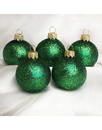 Bombki 5cm/5szt mix dekor szklane choinkowe zestaw zielony mat brokat