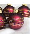 Bombki 5cm/5szt mix dekor szklane choinkowe zestaw burgund mat Nitka