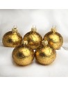 Bombki 5cm/5szt mix dekor szklane choinkowe zestaw złoty mat Serce