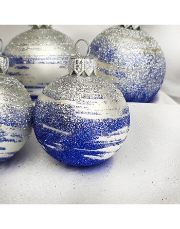 Bombki 5cm/5szt mix dekor szklane choinkowe zestaw biały perłowy Galaktyka
