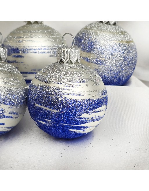 Bombki 5cm/5szt mix dekor szklane choinkowe zestaw biały perłowy Galaktyka