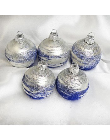 Bombki 5cm/5szt mix dekor szklane choinkowe zestaw biały perłowy Galaktyka