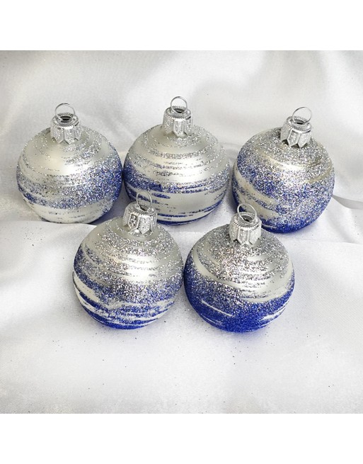 Bombki 5cm/5szt mix dekor szklane choinkowe zestaw biały perłowy Galaktyka