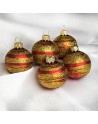 Bombki 5cm/5szt mix dekor szklane choinkowe zestaw czerwony mat Galaktyka