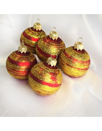 Bombki 5cm/5szt mix dekor szklane choinkowe zestaw czerwony mat Galaktyka