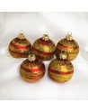 Bombki 5cm/5szt mix dekor szklane choinkowe zestaw czerwony mat Galaktyka