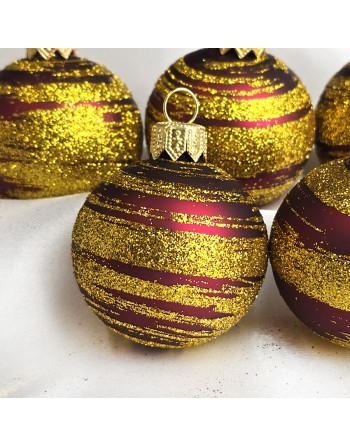 Bombki 5cm/5szt mix dekor szklane choinkowe zestaw burgund mat Galaktyka