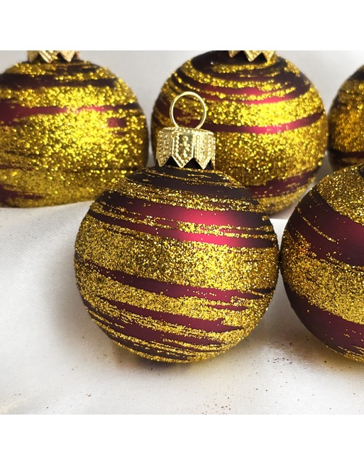 Bombki 5cm/5szt mix dekor szklane choinkowe zestaw burgund mat Galaktyka