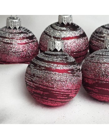 Bombki 5cm/5szt mix dekor szklane choinkowe zestaw burgund mat Galaktyka