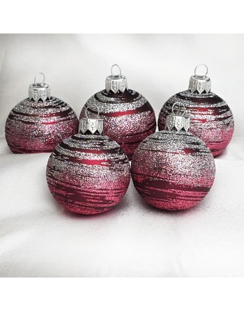 Bombki 5cm/5szt mix dekor szklane choinkowe zestaw burgund mat Galaktyka