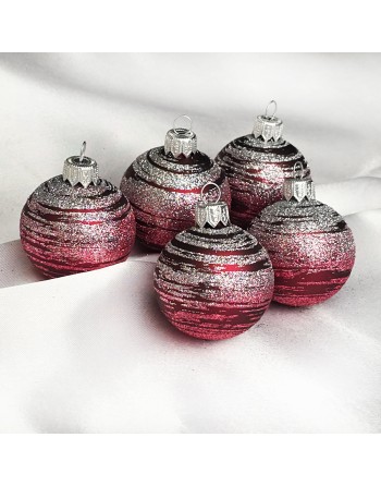 Bombki 5cm/5szt mix dekor szklane choinkowe zestaw burgund mat Galaktyka