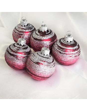 Bombki 5cm/5szt mix dekor szklane choinkowe zestaw burgund mat Galaktyka