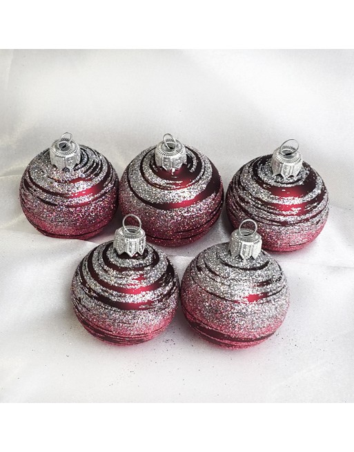 Bombki 5cm/5szt mix dekor szklane choinkowe zestaw burgund mat Galaktyka