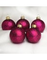 Bombki 5cm/5szt mix dekor szklane choinkowe zestaw burgund mat Oszronione