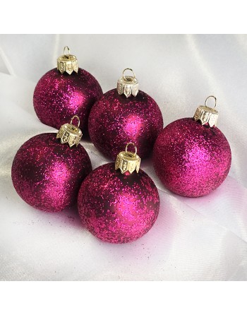 Bombki 5cm/5szt mix dekor szklane choinkowe zestaw burgund mat Oszronione