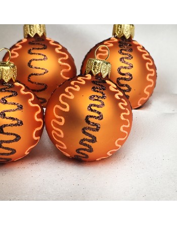 Bombki 5cm/5szt mix dekor szklane choinkowe zestaw pomarańczowy mat brokat