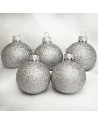 Bombki 5cm/5szt mix dekor szklane choinkowe zestaw srebrne brokatowe