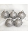 Bombki 5cm/5szt mix dekor szklane choinkowe zestaw srebrne brokatowe