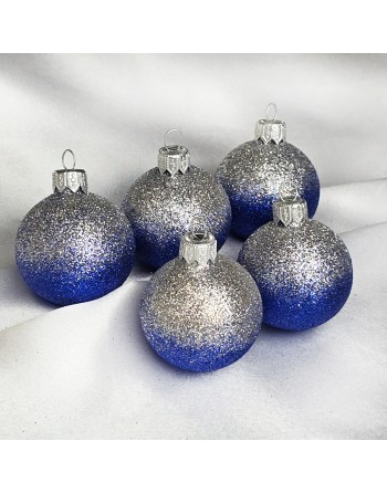 Bombki 5cm/5szt mix dekor szklane choinkowe zestaw cieniowane brokatowe