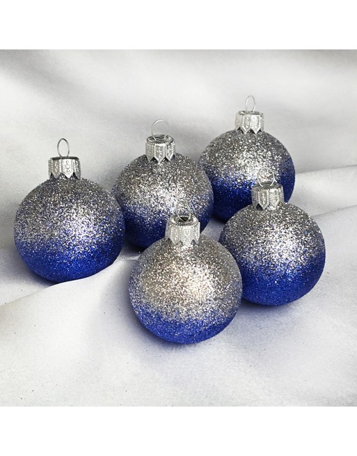 Bombki 5cm/5szt mix dekor szklane choinkowe zestaw cieniowane brokatowe
