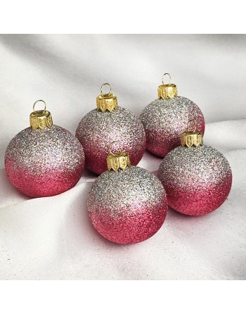 Bombki 5cm/5szt mix dekor szklane choinkowe zestaw cieniowane brokatowe