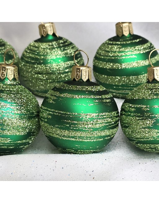 Bombki 3cm/6szt mix dekor szklane choinkowe zestaw zielony mat Galaktyka