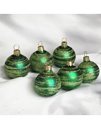 Bombki 3cm/6szt mix dekor szklane choinkowe zestaw zielony mat Galaktyka