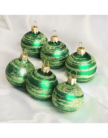 Bombki 3cm/6szt mix dekor szklane choinkowe zestaw zielony mat Galaktyka