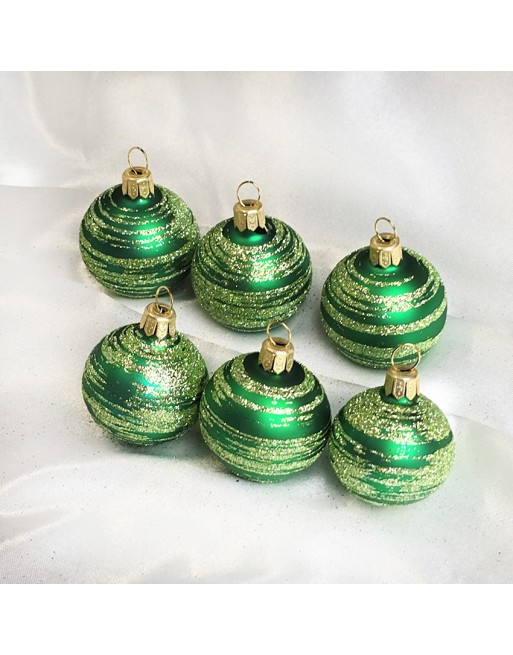 Bombki 3cm/6szt mix dekor szklane choinkowe zestaw zielony mat Galaktyka