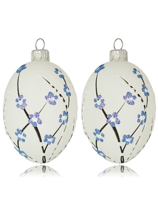 Zawieszka Jajo Jajko faberge białe szklane dekoracja na Wielkanoc 2 szt