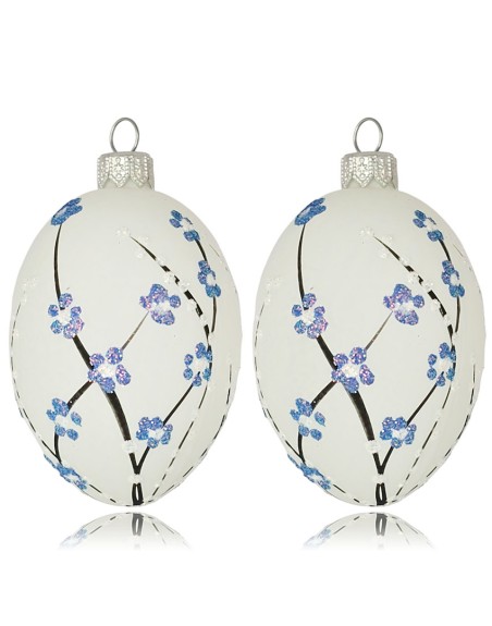 Zawieszka Jajo Jajko faberge białe szklane dekoracja na Wielkanoc 2 szt