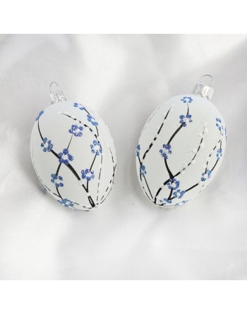 Zawieszka Jajo Jajko faberge białe szklane dekoracja na Wielkanoc 2 szt