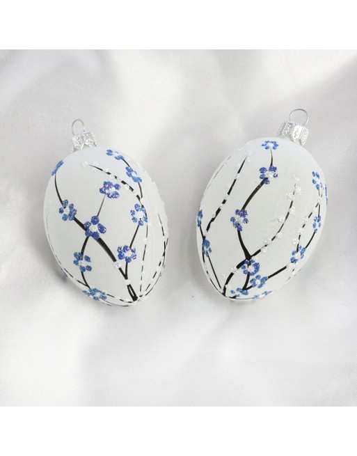 Zawieszka Jajo Jajko faberge białe szklane dekoracja na Wielkanoc 2 szt