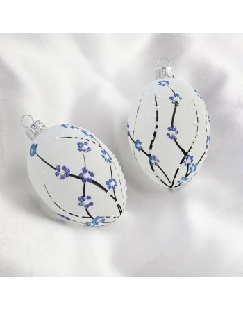 Zawieszka Jajo Jajko faberge białe szklane dekoracja na Wielkanoc 2 szt