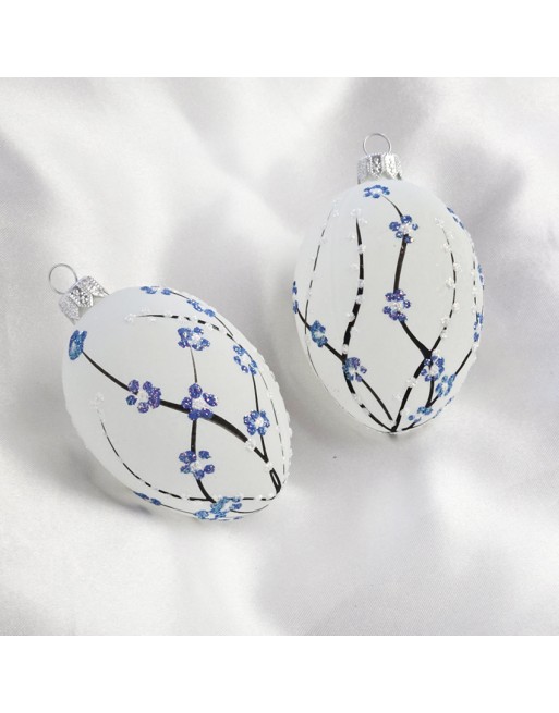 Zawieszka Jajo Jajko faberge białe szklane dekoracja na Wielkanoc 2 szt