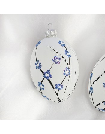 Zawieszka Jajo Jajko faberge białe szklane dekoracja na Wielkanoc 2 szt