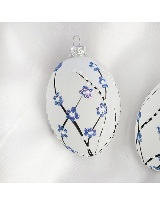 Zawieszka Jajo Jajko faberge białe szklane dekoracja na Wielkanoc 2 szt