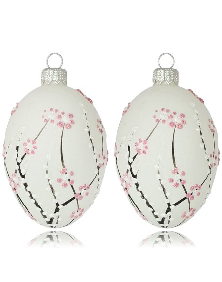 Zawieszka Jajo Jajko faberge białe szklane dekoracja na Wielkanoc 2 szt