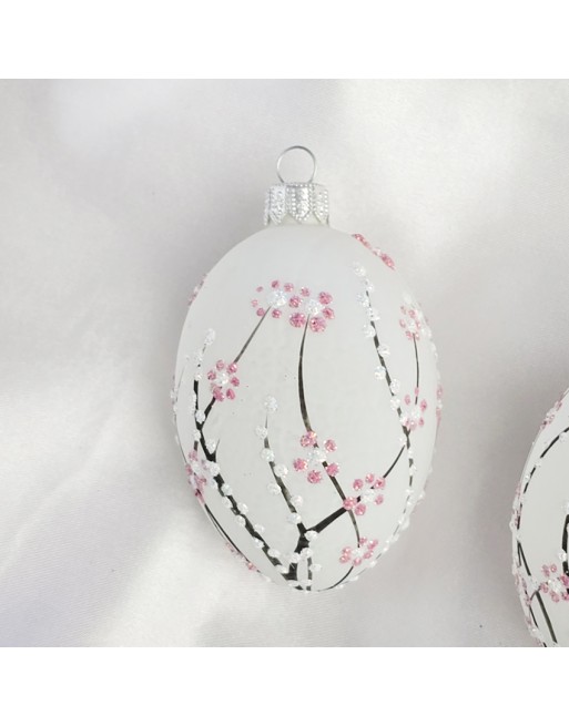 Zawieszka Jajo Jajko faberge białe szklane dekoracja na Wielkanoc 2 szt