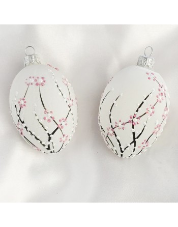 Zawieszka Jajo Jajko faberge białe szklane dekoracja na Wielkanoc 2 szt